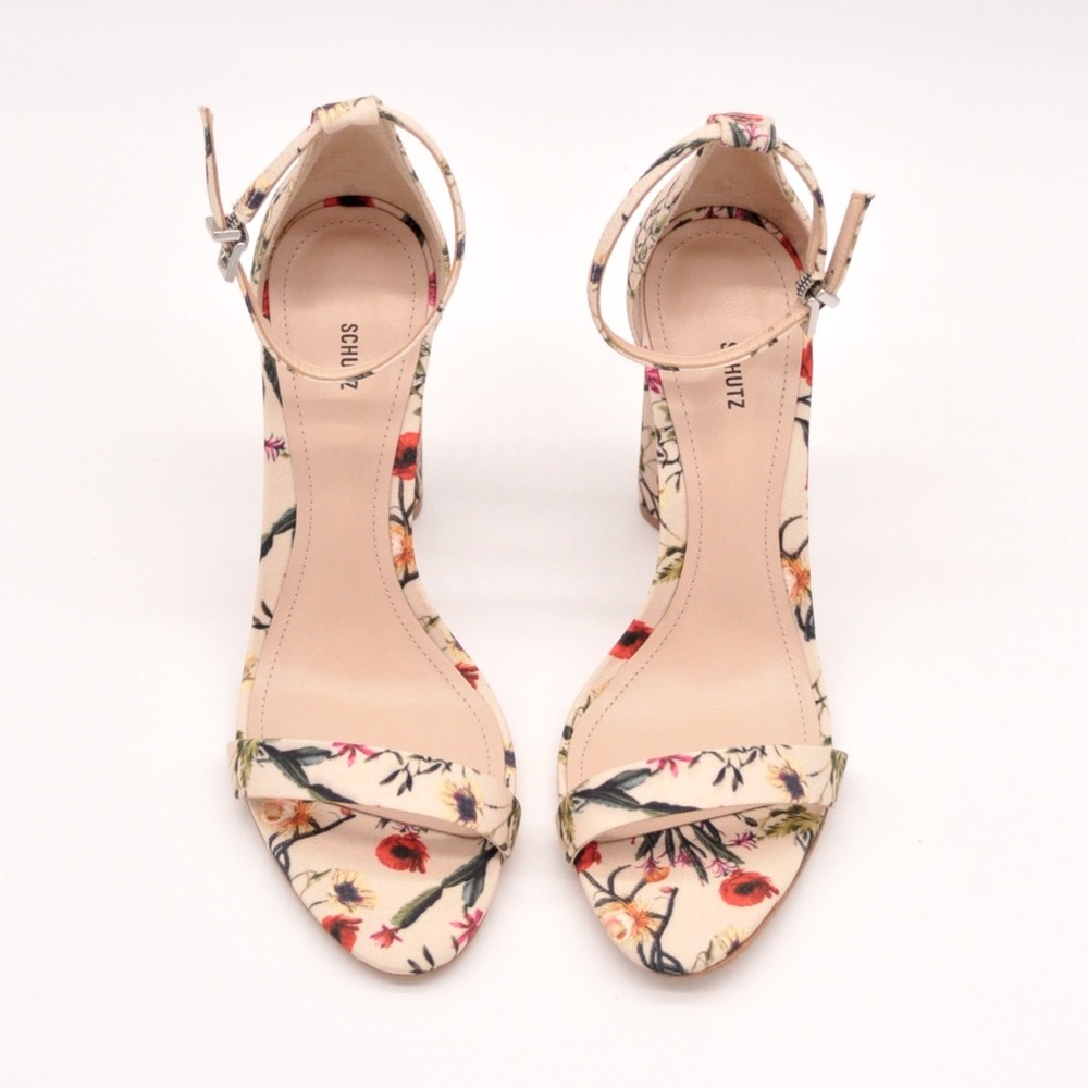 SCHUTZ Floral Print Sandals - Cream and Red - Picture 3 of 5